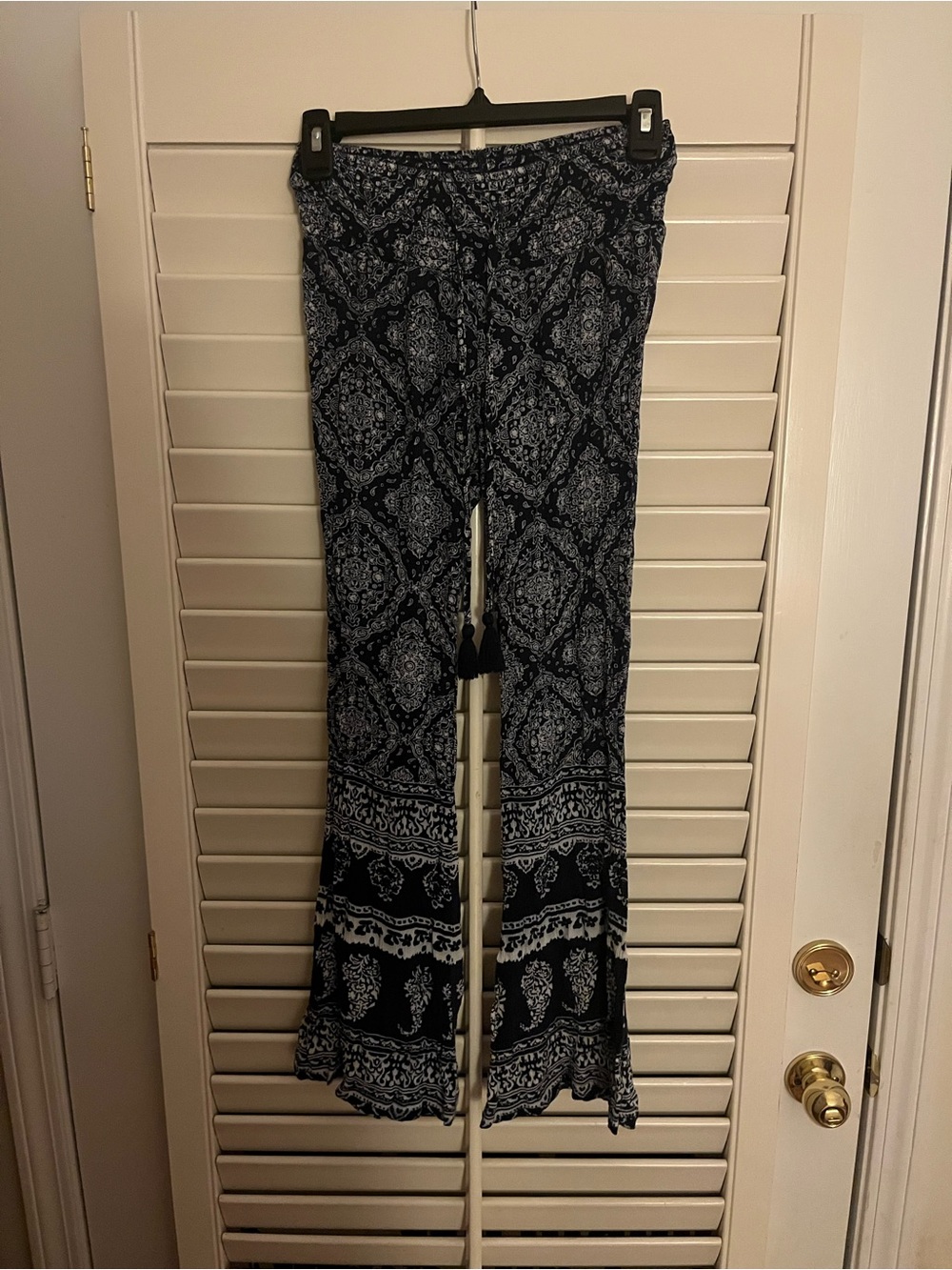 Navy patterned palazzo pants